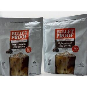 2 X Bulletproof High Protein Iced Coffee Mocha Whey Protein Instant Coffee 392g